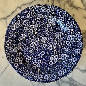4 Blue Calico 10.5” Dinner Plates // Burleigh Handmade Earthenware Pottery